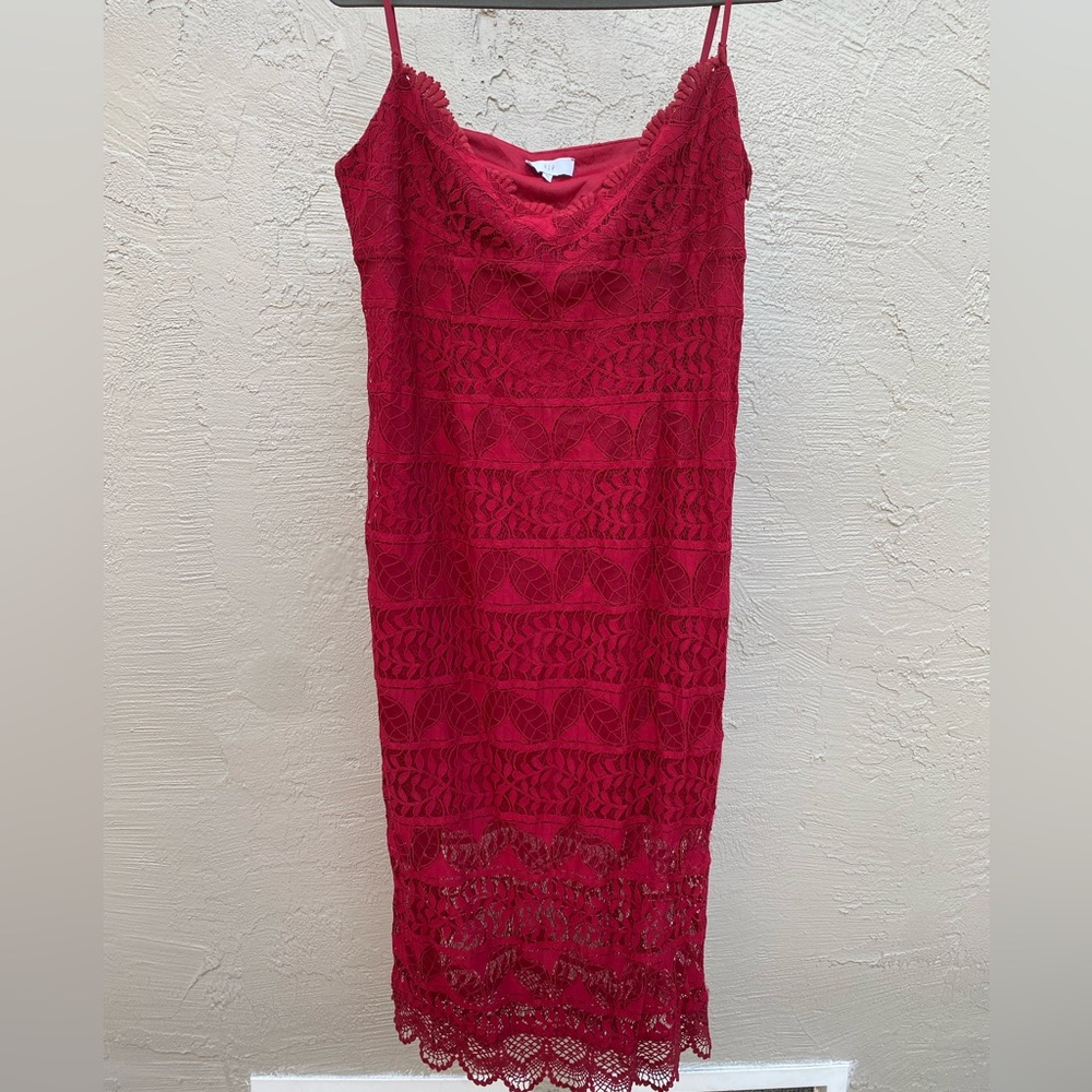 NSR Strapless Red Lace Dress